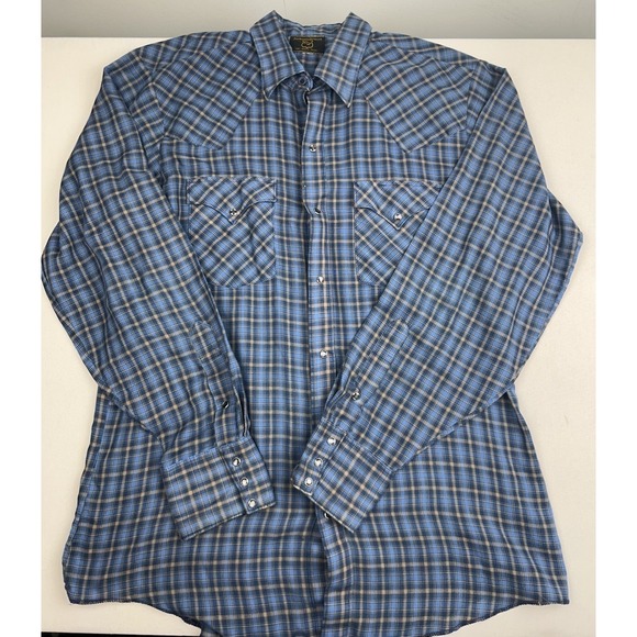 Other - Dickson Jenkins Pearl Snap Shirt Mens Large Blue Plaid Long Sleeve Western Texas